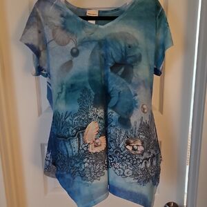 LOW $4.99 SHIPPING Blue Ocean-Themed WOMENS SS SOFT Shirt